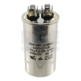 Round run capacitor - 15µF +/- 5% 370 VAC