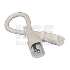 PDU or monitor to CPU power cord 1' white - IEC-C13 to IEC-C14