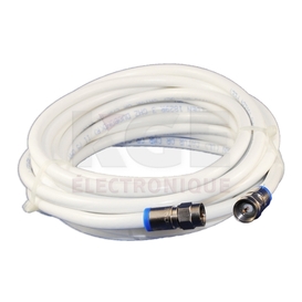 White 15ft 3GHz RG-6 cable with connectors