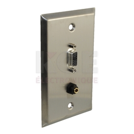 Stainless steel wall plate with 3.5mm stereo and VGA jacks