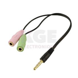 3.5mm 4 contacts male plug to dual female PC headset adapter