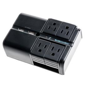 Powerful Surge Protector with 4 90° Rotating Outlets + 2 USB Ports 3.4V 1080j
