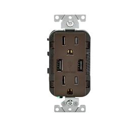 Double Combo with 2 USB 15A 125V - Brown