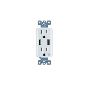 USB Charging in Wall Receptacle 2 Outlets + 2 USB