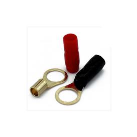 2-Pack - Gold Ring Solderless / Crimp Terminal 8 AWG 3/8