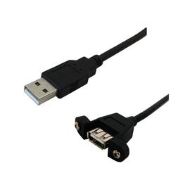 6 Inch USB 2.0 Male to USB 2.0 Female Panel Mount Screwable Hi-Speed Cable