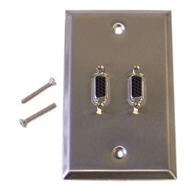 2 Port VGA Wall Plate Kit - Stainless Steel