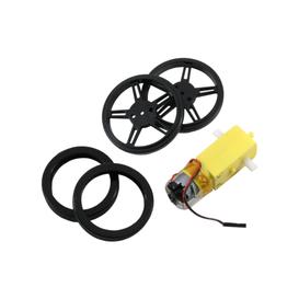 DC Motor with wired power connector and two grippy wheels