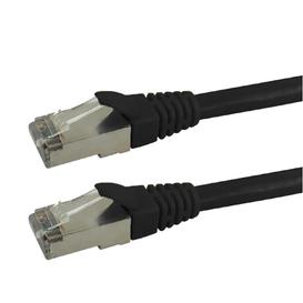 RJ45 Cat6a SSTP 10GB Molded Patch Cable - Premium Fluke® Patch Cable Certified - CMR Riser Rated - Black - 50ft