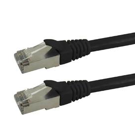 RJ45 Cat6a SSTP 10GB Molded Patch Cable - Premium Fluke® Patch Cable Certified - CMR Riser Rated - Black - 75ft