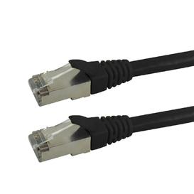 RJ45 Cat6a SSTP 10GB Molded Patch Cable - Premium Fluke® Patch Cable Certified - CMR Riser Rated - Black - 15ft