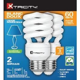 2-Pack Soft White 60W Compact Fluorescent Bulbs