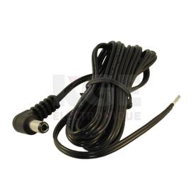 Coaxial Power DC Cable - 2.5 x 5.5 x 11mm Plug to Wire Leads, 6ft 22AWG, Right Angle