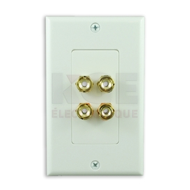 2 Pair Gold Plated Binding Posts Metal Wall Plate